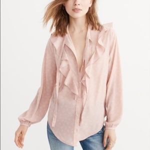 Women’s Abercrombie & Fitch Paisley Ruffle Blouse in Pink Sz MD NWT